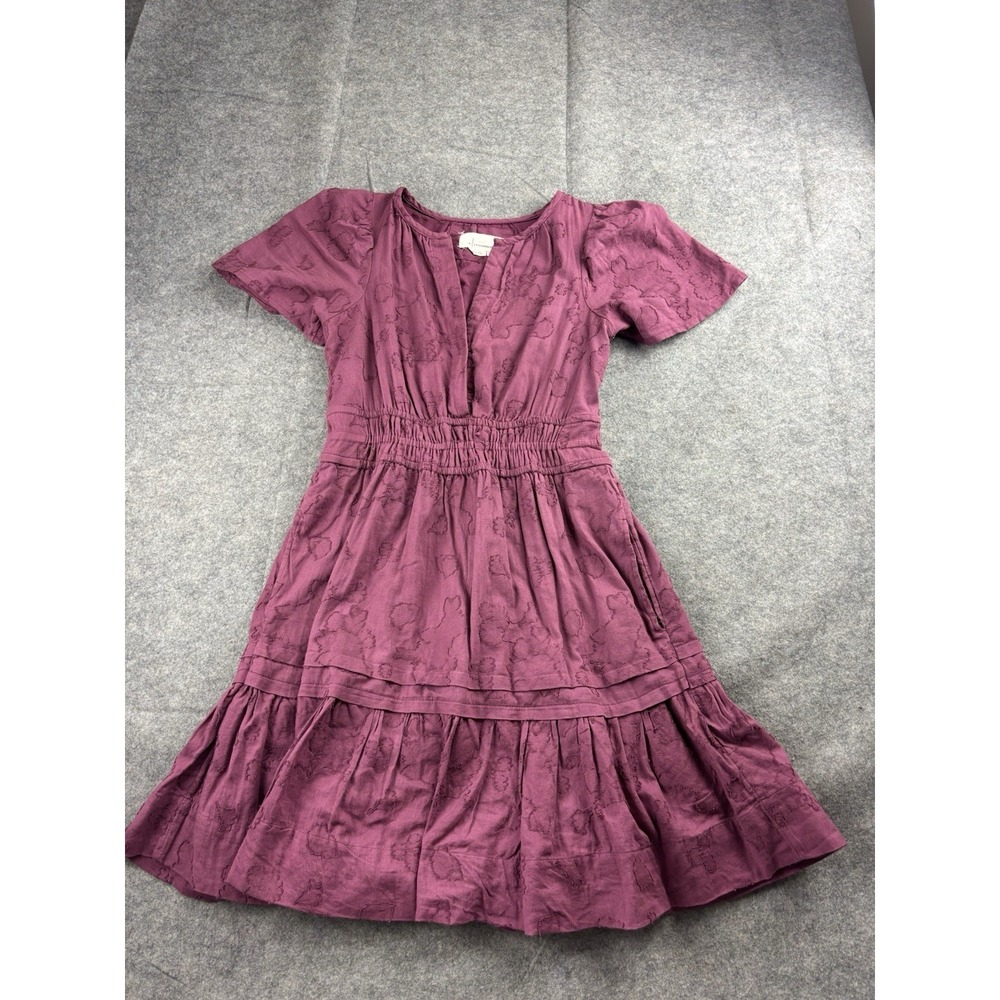 Anthropologie The Somerset Mini Dress Textured Girly Western Mauve Women's XXS